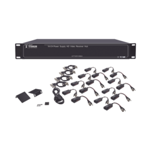 Kit de TRANSCEPTOR ACTIVO DE 16 Canales / VIDEO+PODER en un solo Cable UTP / 150m en 4K, 200m en 5 MP/ Envía 36 Vcc y re