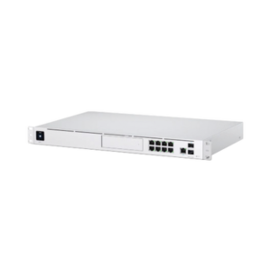 UniFi Dream Machine Pro, con un puerto 10G SFP+ WAN / 1 GbE WAN / 8 puertos 10/100/1000 Mbps RJ-45 LAN, y una bahía de H