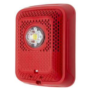 Bocina con Lámpara Estroboscópica, Montaje en Pared, Color Rojo, Nuevo Diseño Moderno y Elegante y Menor Consumo de Corr