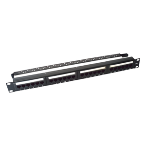 Panel de parcheo de impacto (110) UTP de 24 puertos Cat6, 19in, con barra para organizar cable