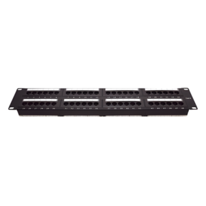 Panel de parcheo de impacto (110) UTP de 48 puertos Cat6, 19in, 2U, con barra para organizar cable