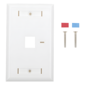 Placa de pared de 1 puerto, Keystone, con espacio para etiqueta, Color Blanco
