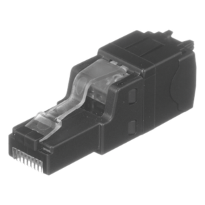 Plug RJ45 UTP, Instalación Recta, Terminación en Campo Certificable, Compatible con Cat5e, Cat6 y Cat6A, Color Negro