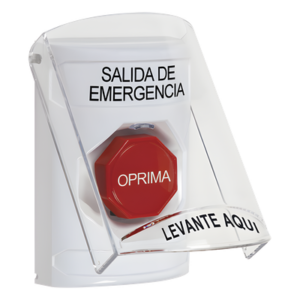 Botón de Salida de Emergencia con Tapa Protectora de Policarbonato Súper Resistente y Restablecimiento con Llave
